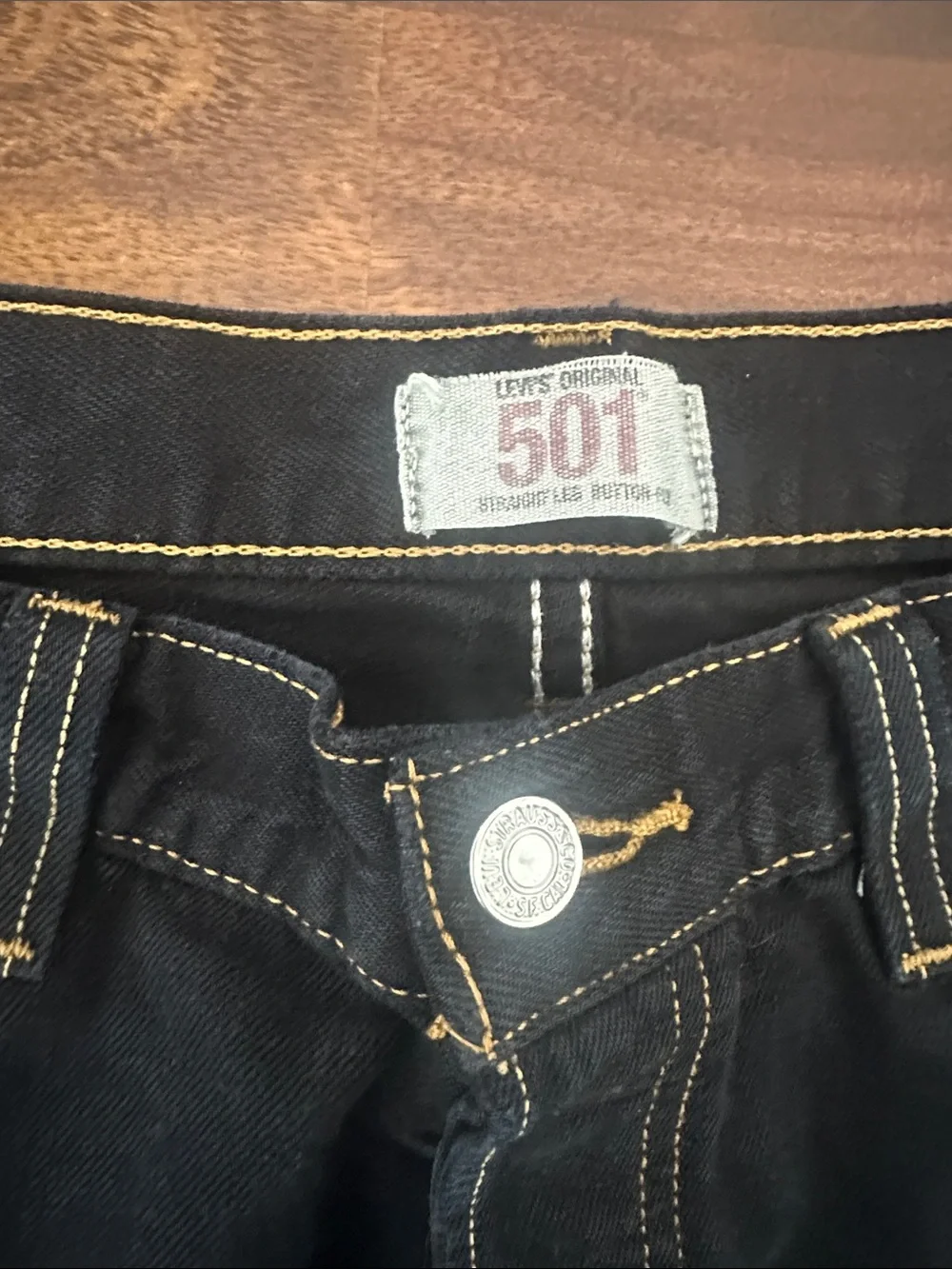 Levi's Black Frayed Hem Denim Shorts